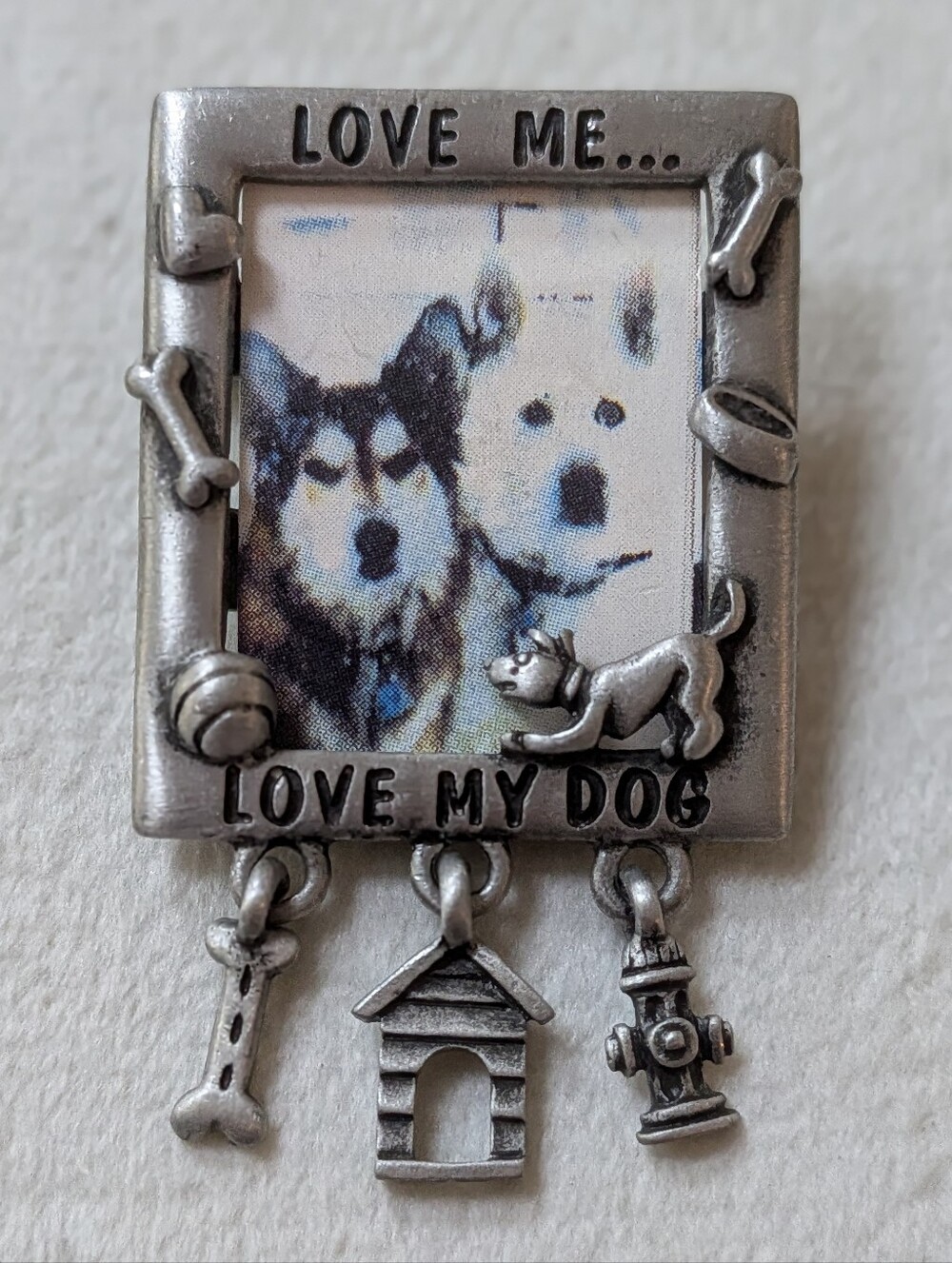 Vintage 1980's JJ “Love Me… Love My Dog” Pet Brooch